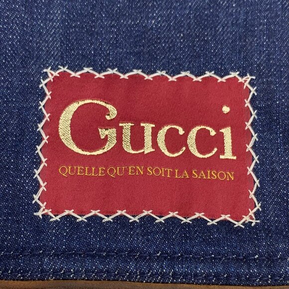 Gucci Dark blue logo jacquard monogram cotton button-up denim jacket - Picture 5 of 9